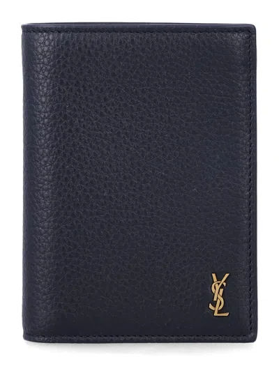 Saint Laurent Credti Card Vertical Cassandra In Blue