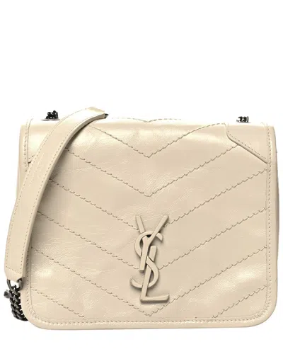 Saint Laurent Crema Soft Crinkled Calfskin Leather Niki Chain Wallet Crema  Soft (authentic Pre-love