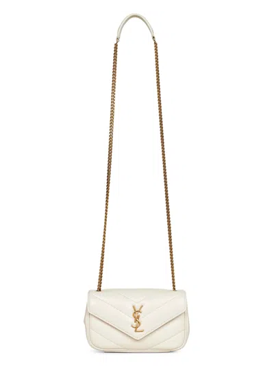 Saint Laurent Crema Soft Loulou Mini Crossbody Bag In White