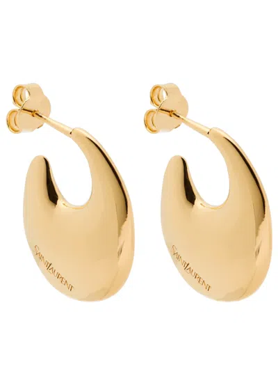 Saint Laurent Creole Hoop Earrings In Gold