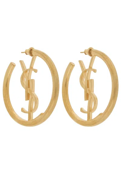 Saint Laurent Créoles Cassandre Hoop Earrings In Gold