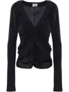 Saint Laurent Ruffled Long-sleeved Blouse In Black