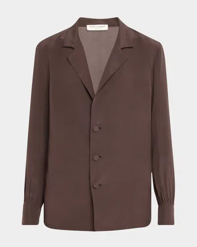 Saint Laurent Crepe De Chine Button Down Pajama Shirt