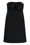 Saint Laurent Black Bowl-detail Strapless Minidress In Viscose Woman In Black