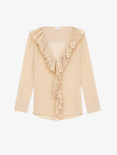 Saint Laurent Crepe Ruffle Blouse
