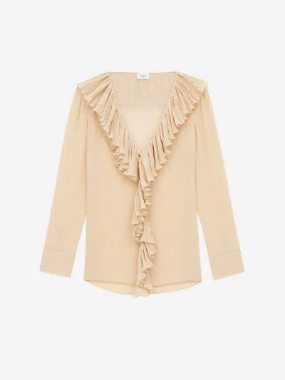 SAINT LAURENT SAINT LAURENT CREPE RUFFLE BLOUSE