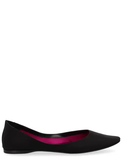 Saint Laurent Crepe Satin Ballerina "lou" In Black