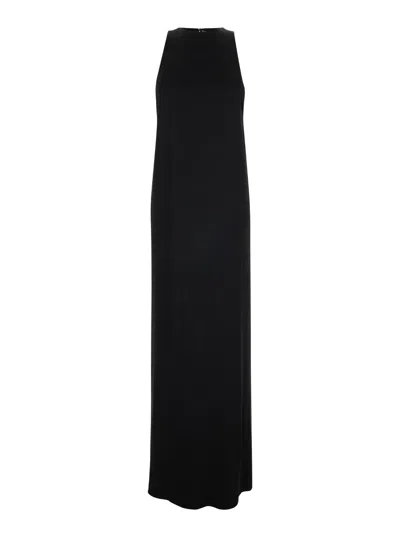 Saint Laurent Back-tie Satin Crepe Dress In Black
