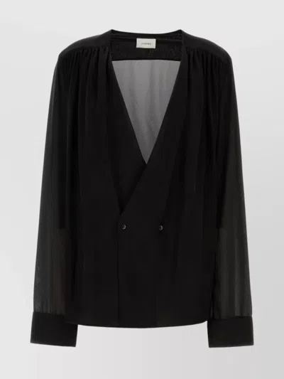 Saint Laurent Crepe Shirt Front Double-breasted In Black
