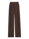 Saint Laurent Crepe Silk Pant In Brown