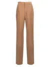 Saint Laurent Silk Crepe High-waisted Tailored Pants In Brown