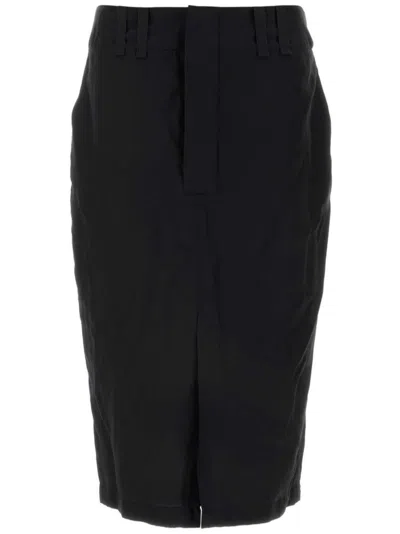 Saint Laurent Shiny Gabardine Skirt Skirts Black