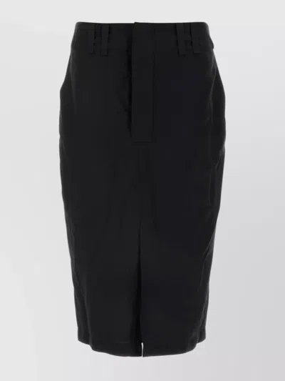 Saint Laurent Crepe Skirt With Back Pockets And Front Slit