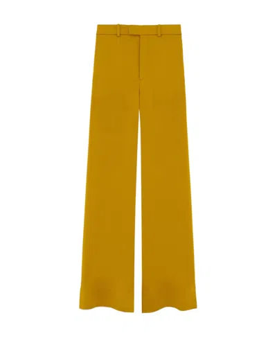 Saint Laurent Crepe Tailored Palazzo Trousers In Brown