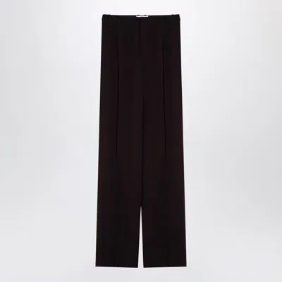 Saint Laurent Crêpe Trousers In Brown