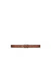 Saint Laurent Crescent Moon Belt In Crocodile-embossed Leather In Brown