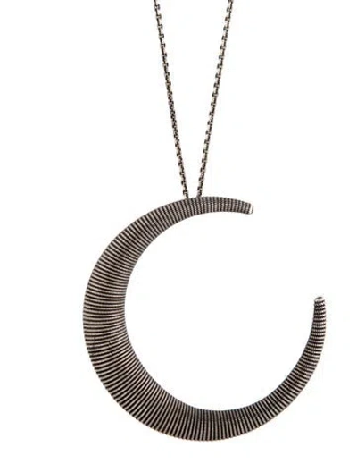 Pre-owned Saint Laurent Crescent Moon Pendant Necklace, 31" In Multi