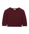 Saint Laurent Cropped Wool Sweater In Bordeaux Red