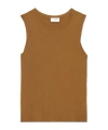 Saint Laurent Crew-neck Cotton Tank Top In Brown