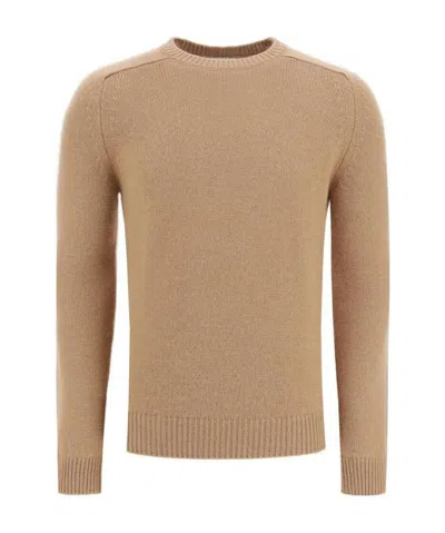 Saint Laurent Crew Neck Jumper In Brown