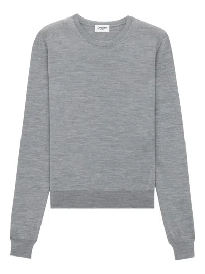 Saint Laurent Crew-neck Jumper In Gray
