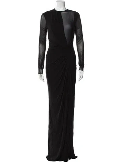 Pre-owned Saint Laurent Crew Neck Long Dress In Black