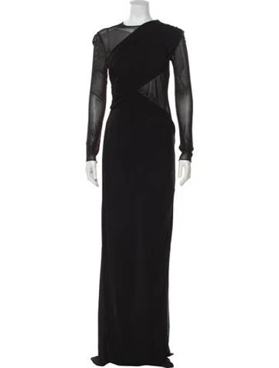 Pre-owned Saint Laurent Crew Neck Long Dress In Black