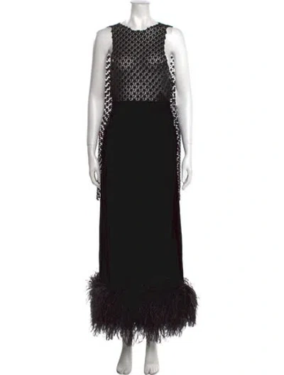 Pre-owned Saint Laurent Crew Neck Long Dress W/ Tags In Black