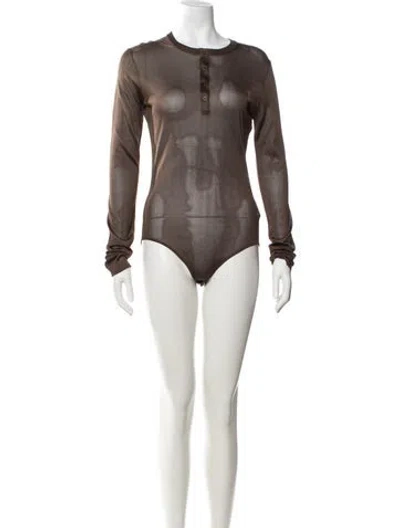 Pre-owned Saint Laurent Crew Neck Long Sleeve Bodysuit W/ Tags In Brown