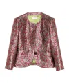 Saint Laurent Crew Neck Long Sleeve Casual Jacket In Pink