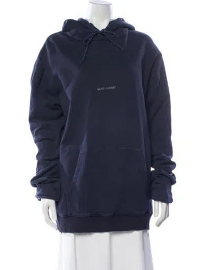 Pre-owned Saint Laurent Crew Neck Long Sleeve Hoodie In Blue