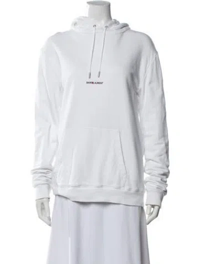 Pre-owned Saint Laurent Crew Neck Long Sleeve Hoodie In White