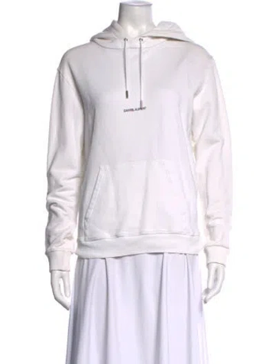 Pre-owned Saint Laurent Crew Neck Long Sleeve Hoodie In White
