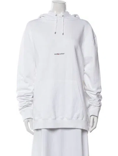 Pre-owned Saint Laurent Crew Neck Long Sleeve Hoodie In White