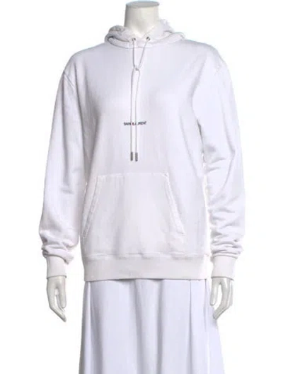 Pre-owned Saint Laurent Crew Neck Long Sleeve Hoodie In White