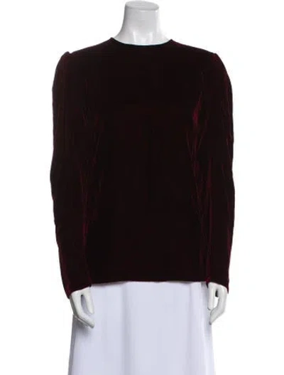 Pre-owned Saint Laurent Crew Neck Long Sleeve Sweatshirt In Burgundy