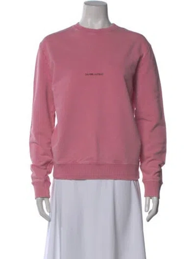 Pre-owned Saint Laurent Crew Neck Long Sleeve Sweatshirt In Pink