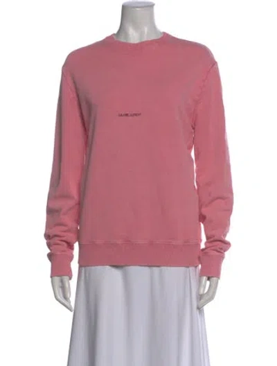 Pre-owned Saint Laurent Crew Neck Long Sleeve Sweatshirt In Pink