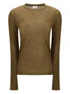 Saint Laurent Short-sleeved T-shirt In Cashmere And Silk In Brown