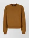 Saint Laurent Crew Neck Long Sleeves Ribbed Sweatshirt In Orange