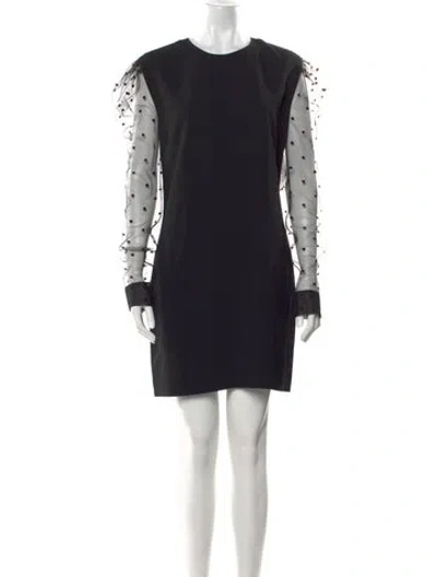 Pre-owned Saint Laurent Crew Neck Mini Dress In Black