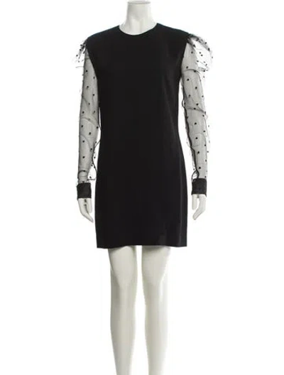 Pre-owned Saint Laurent Crew Neck Mini Dress In Black