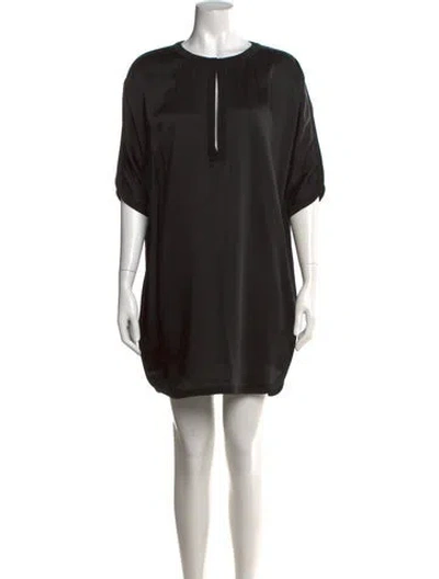 Pre-owned Saint Laurent Crew Neck Mini Dress In Black