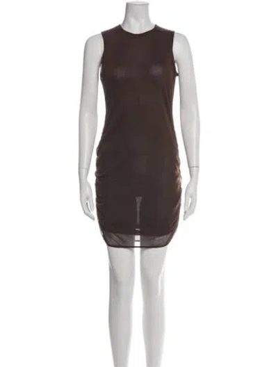 Pre-owned Saint Laurent Crew Neck Mini Dress In Brown