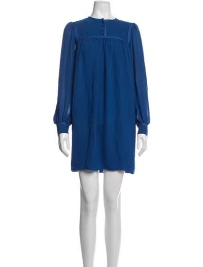 Pre-owned Saint Laurent Crew Neck Mini Dress W/ Tags In Blue