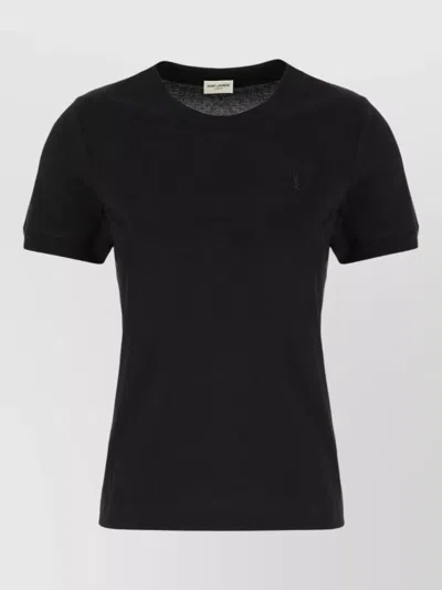Saint Laurent Crew Neck Regular Fit Short Sleeve Top In Black