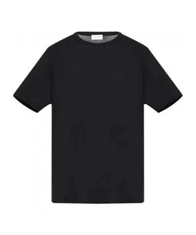 Saint Laurent Crew-neck Ribbed T-shirt In Black