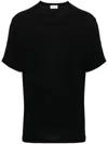 Saint Laurent Geripptes T-shirt Mit Rundem Ausschnitt In Schwarz
