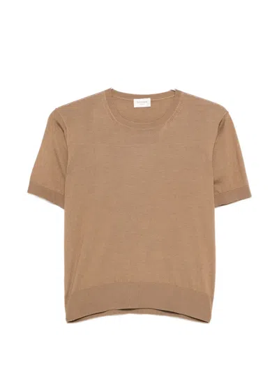 Saint Laurent Crew-neck Short-sleeve T-shirt In Brown