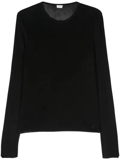 Saint Laurent Crew-neck Sweater In Black  